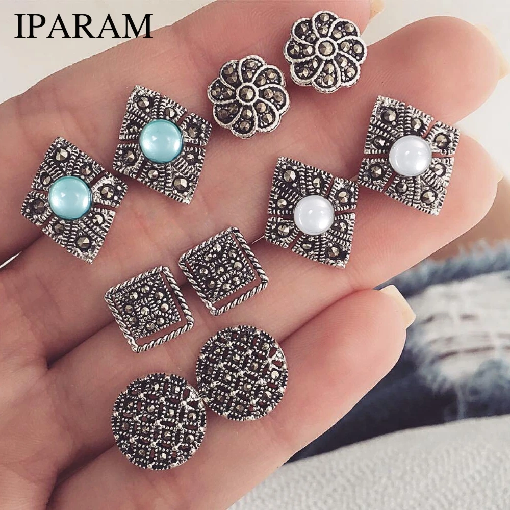 IPARAM 5 пар/компл. в богемном стиле оптовая продажа серьги женские Геометрические