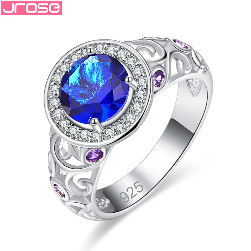 JROSE Brand Noble And Generous Silver 925 Jewelry Blue Cubic Zirconia Wedding Engagement Rings For Women Accessories
JROSE Brand Noble And Generous Silver 925 Jewelry Blue Cubic Zirconia Wedding Engagement Rings For Women Accessories