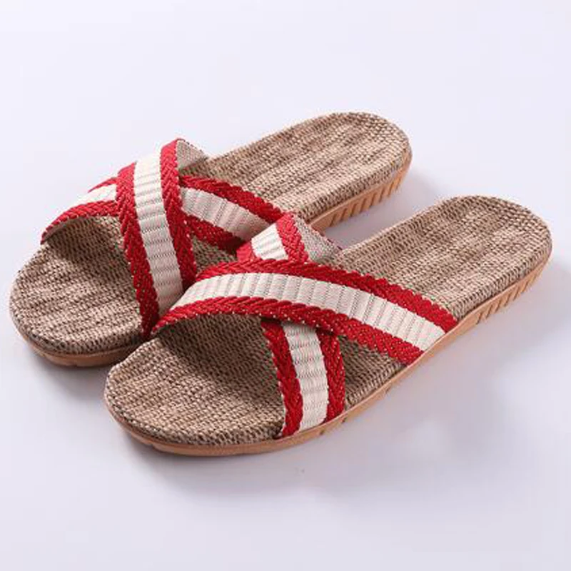 Women's Linen Sandals White Cross Stripe Flax Slippers Indoor Bathroom Home Slippers Outdoor Beach Flip Flops Women Slides Shoes
Women's Linen Sandals White Cross Stripe Flax Slippers Indoor Bathroom Home Slippers Outdoor Beach Flip Flops Women Slides Shoes