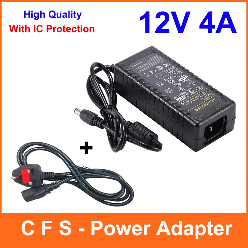 С чипом IC AC DC источник питания 12В 4А адаптер 48 Вт Зарядное устройство для