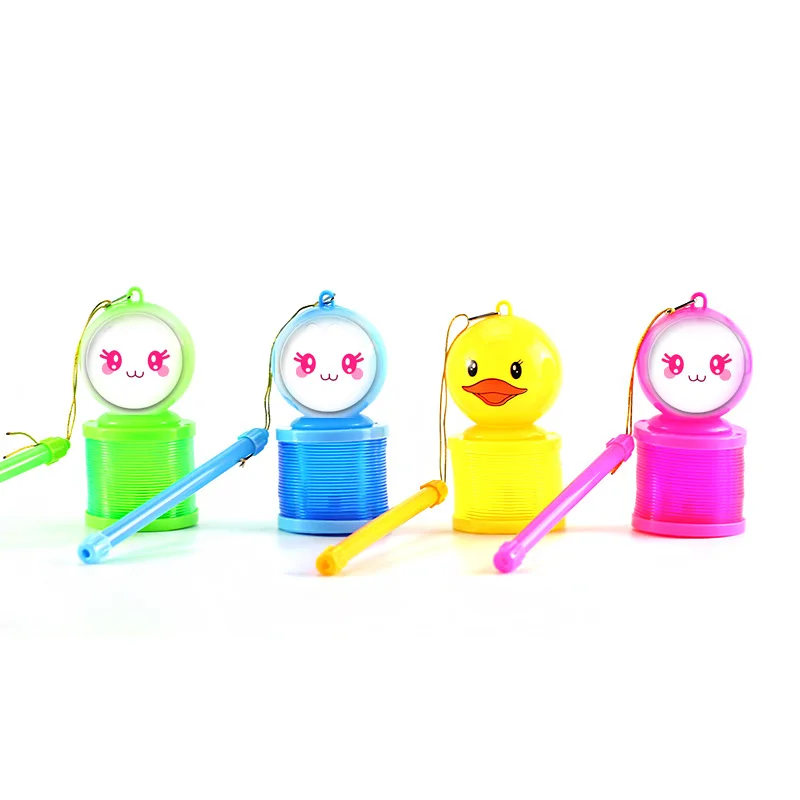 lantern rainbow circle cartoon toys design Flash plastic spring coil With the rod and rope luminous lighting |