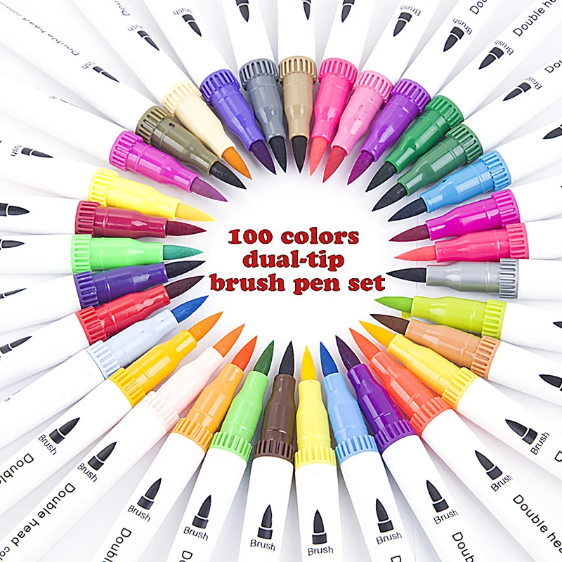 12/24/36/48/60/72/100Color Fineliner Water Based Dual Head Sketch Markers Brush Pen for Draw Coloring Books Design Art Supplies
12/24/36/48/60/72/100Color Fineliner Water Based Dual Head Sketch Markers Brush Pen for Draw Coloring Books Design Art Supplies