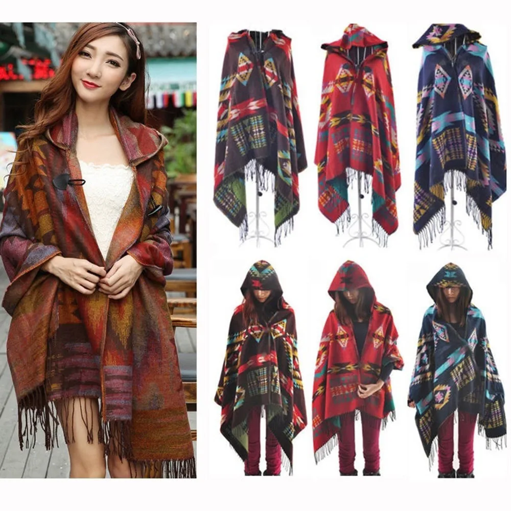 

2020 Women Autumn Winter Fashion Casual Knitted Cashmere Poncho Capes Shawl Cardigans Sweater Coat blusas de inverno feminina 50