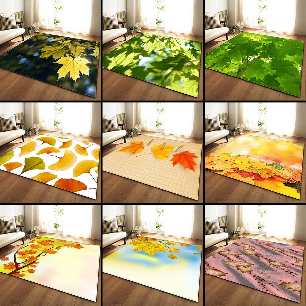 

Nordic Large Living Room/Bedroom Rug Carpets Antiskid Soft Flannel Mat Modern Home Textile 3D Maple Leaf Children Play Area Rug