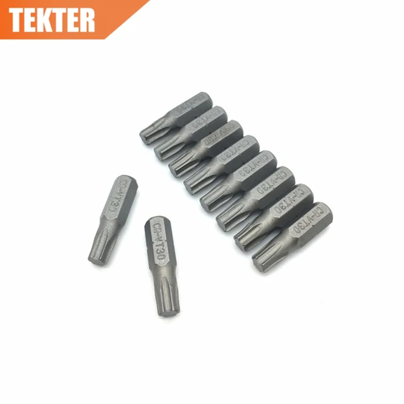 TEKTER 10 шт. хром ванадиевой Cr v стали Torx отвертка Биты T30 25 мм шестигранный хвостовик
