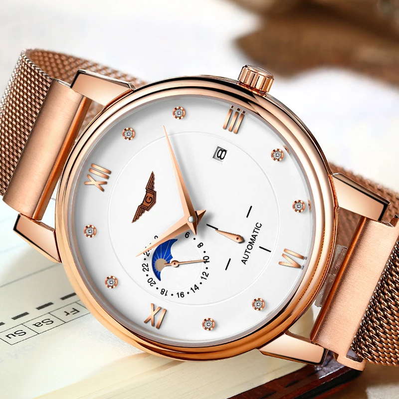 

GUANQIN Luxury Brand Man Business Casual Automatic Watch Men Fashion Stainless Steel Waterproof Wrist Watch relogio masculino
