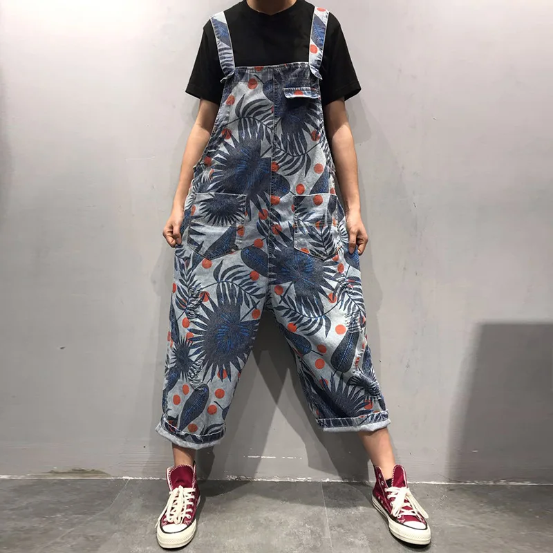 Korean Version Age-reducing Bib Pants Woman Blue Literary Fresh Print Washed Make Old Plus Size Ankle-length Jeans XL-01
Korean Version Age-reducing Bib Pants Woman Blue Literary Fresh Print Washed Make Old Plus Size Ankle-length Jeans XL-01