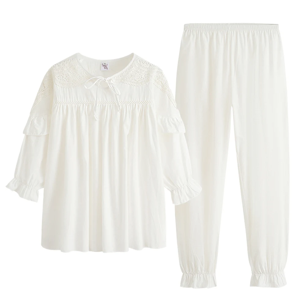 New Ladies Loose Write Pajamas Set Cotton Women Pijama Mujer princess Sleepwear Homewear Asia/Tag M-XL AB107
New Ladies Loose Write Pajamas Set Cotton Women Pijama Mujer princess Sleepwear Homewear Asia/Tag M-XL AB107