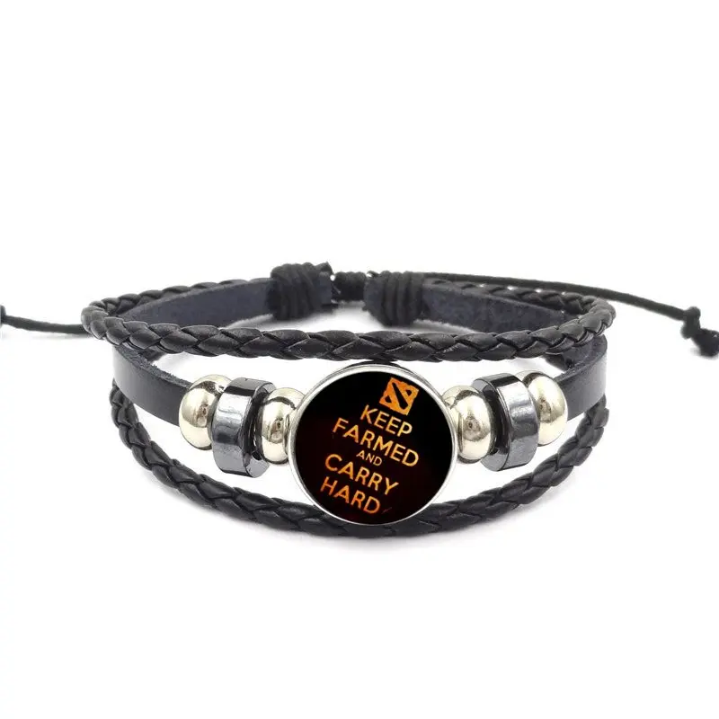 Games Dota 2 Logo Black Leather Bracelet Bangle Cartoon Jewelry For Women Girls Handmade | Украшения и аксессуары