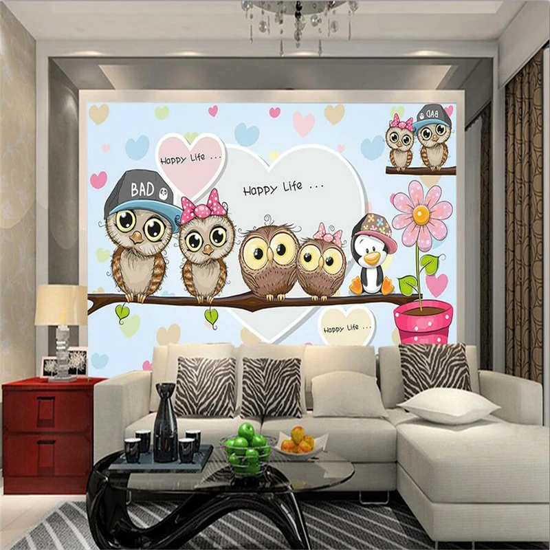 3D Living Room Wall Stickers Cute Cartoon Photo Mural Owls Couple Kids Wall Papers Pink Romantic Wall Papers for Children Room
3D Living Room Wall Stickers Cute Cartoon Photo Mural Owls Couple Kids Wall Papers Pink Romantic Wall Papers for Children Room