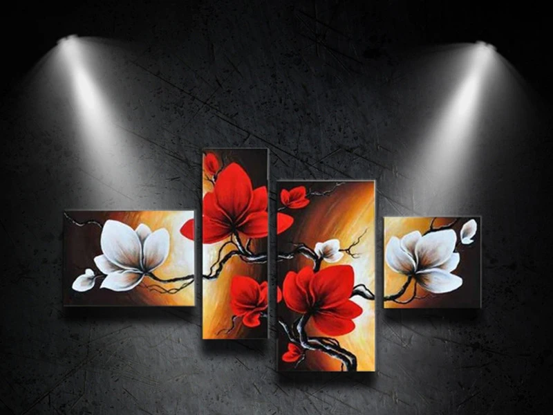 Hand Painted Blooming Flower Painting Red Brown Abstract Modular Picture Home Decor Oil Painting on Canvas 4 Panels Wall Art
Hand Painted Blooming Flower Painting Red Brown Abstract Modular Picture Home Decor Oil Painting on Canvas 4 Panels Wall Art