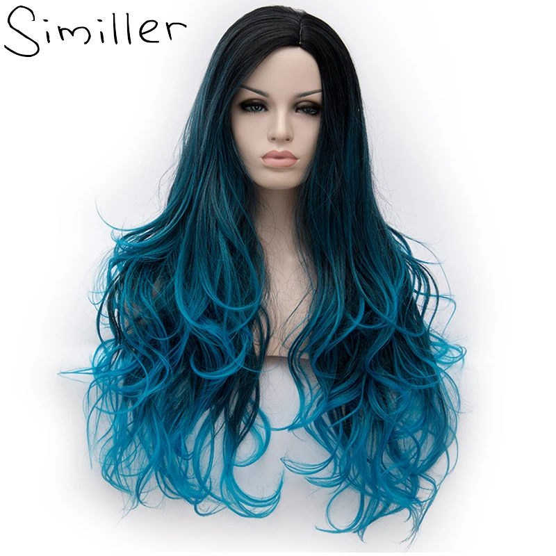 Similler Long Heat Resistant Fiber Hair Dark Root Ombre Blue Highlight Body Wave Synthetic Wig For Women Cosplay
Similler Long Heat Resistant Fiber Hair Dark Root Ombre Blue Highlight Body Wave Synthetic Wig For Women Cosplay