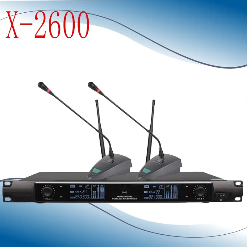 Professional Two channels wireless microphone system,2 channels multichannel Conference microphone X-2600
Professional Two channels wireless microphone system,2 channels multichannel Conference microphone X-2600