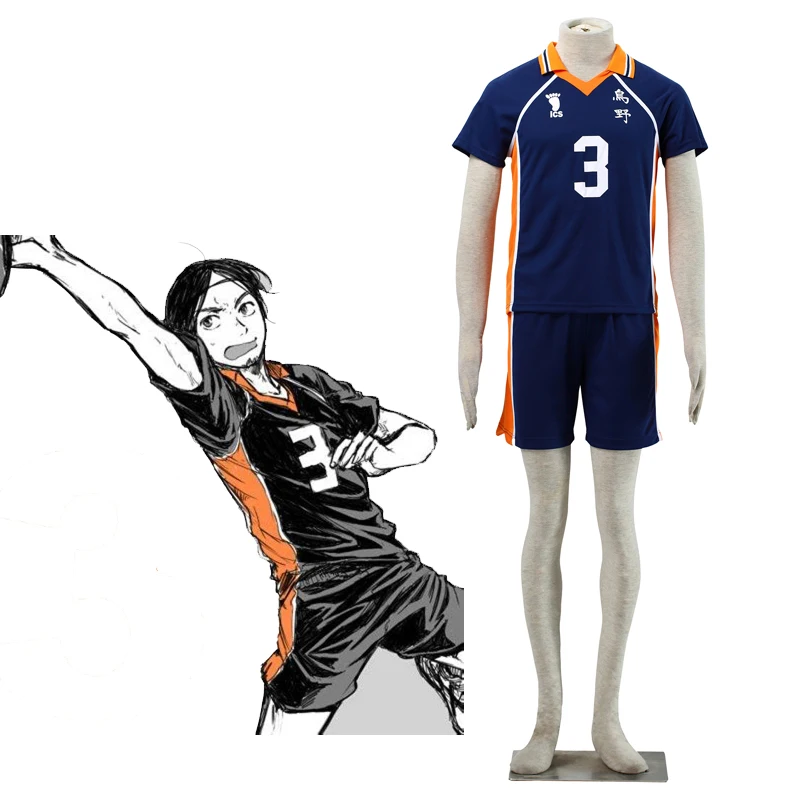 Haikyuu Cosplay Karasuno High School Uniform Jersey Volleyball Club Cosplay Costume Number 3 Men Sportswear Halloween Clothes
Haikyuu Cosplay Karasuno High School Uniform Jersey Volleyball Club Cosplay Costume Number 3 Men Sportswear Halloween Clothes