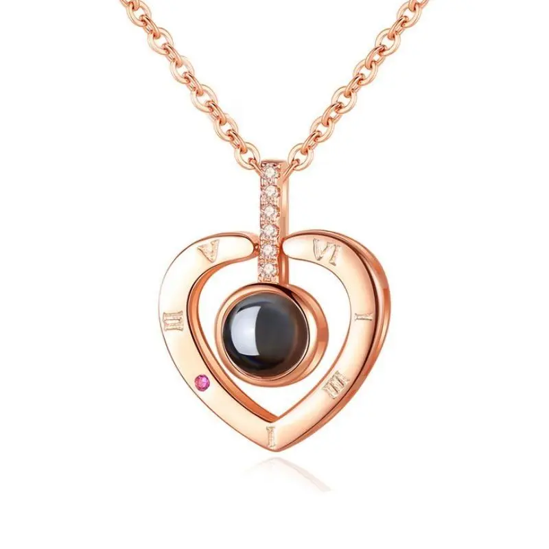 Pendant Necklace With 100 Languages I Love You Projection Rose Gold & Silver Romantic Love Memory Wedding Necklace
Pendant Necklace With 100 Languages I Love You Projection Rose Gold & Silver Romantic Love Memory Wedding Necklace