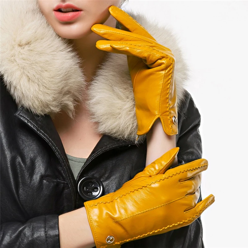 Fashion Elegant Women Genuine Leather Gloves High Quality Autumn Nappa Sheepskin Plus Velvet Female Driving Gloves Free Shipping
Fashion Elegant Women Genuine Leather Gloves High Quality Autumn Nappa Sheepskin Plus Velvet Female Driving Gloves Free Shipping