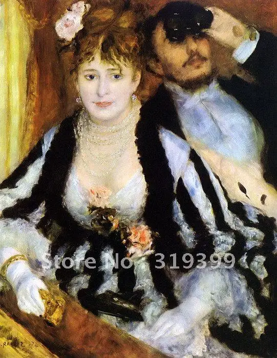 

100% handmade Oil Painting Reproduction on linen canvas,the theater box by pierre Auguste Renoir,Free DHL Shipping,Museum qualit