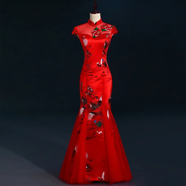 Chinese Style Wedding Long Cheongsam Retro Sexy Slim Party Evening Dress Marriage Gown Qipao Fashion Lady Clothes Vestido Yellow
Chinese Style Wedding Long Cheongsam Retro Sexy Slim Party Evening Dress Marriage Gown Qipao Fashion Lady Clothes Vestido Yellow