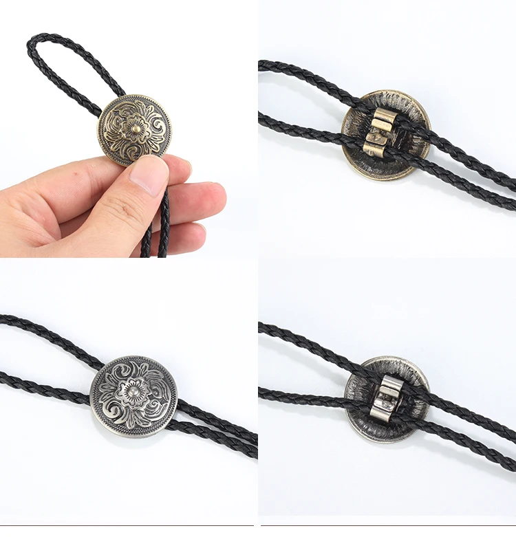 2016 New genuine leather flower women female necklaces & pendant long cool alloy shield male men choker collares colars necklace |