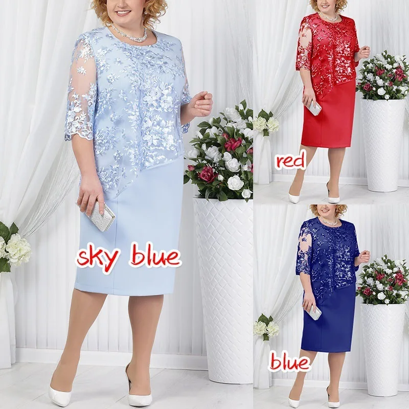 2019 new arrival summer elegent fashion style women o-neck lace plus size knee-length dress S-5XL
2019 new arrival summer elegent fashion style women o-neck lace plus size knee-length dress S-5XL