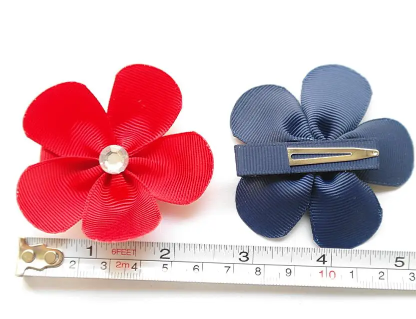 Free shipping 300pcs Ribbon Cinquefoil Hair Bows With Diamond For Children | Аксессуары для одежды
