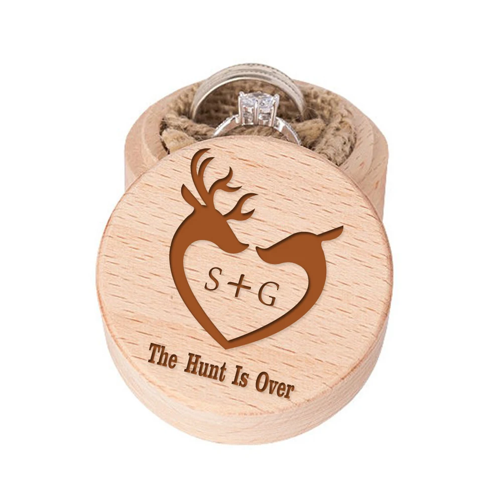 The Hunt is Over Custom Ring Box Wedding Engagement Proposal Ring Holder Bearer Box Engraved Wooden Name Round Deer Boxes
The Hunt is Over Custom Ring Box Wedding Engagement Proposal Ring Holder Bearer Box Engraved Wooden Name Round Deer Boxes