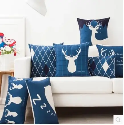 Blue elk vintage cushion cover 45x45cm throw pillow case 50x30cm lumbar pillow cover home decor
Blue elk vintage cushion cover 45x45cm throw pillow case 50x30cm lumbar pillow cover home decor