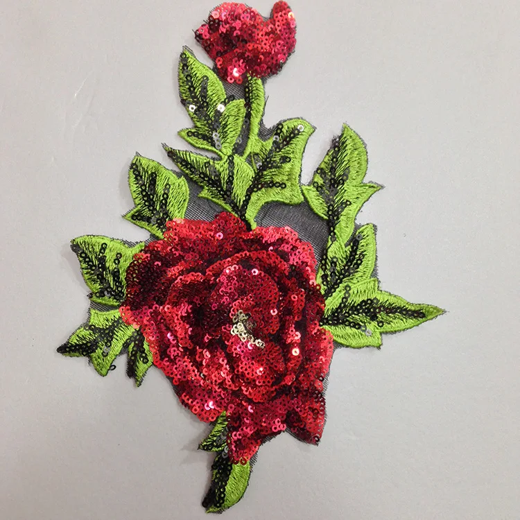 Rose Flowers Sequin Embroidery Cloth 3D Rose Embroidery Patches DIY Cloth Appliques 5pcs/Lot Size 17x24cm
Rose Flowers Sequin Embroidery Cloth 3D Rose Embroidery Patches DIY Cloth Appliques 5pcs/Lot Size 17x24cm