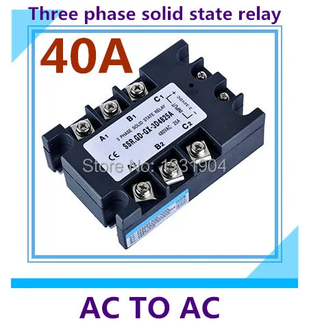 free shipping AC to AC SSR-3P-40AA 40A SSR relay input 90-280V AC output AC380V Three phase solid state relay