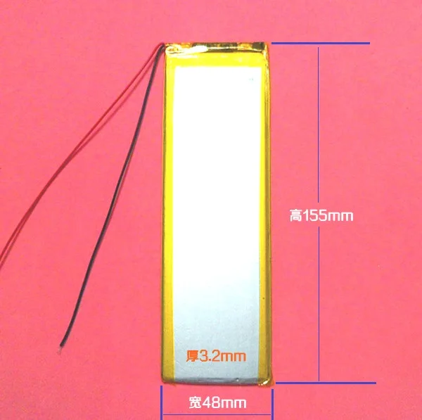 Large capacity 3.7V 3248155 polymer lithium battery tablet PC built-in rechargeable lithium battery 2600mAH ultra-thin general
Large capacity 3.7V 3248155 polymer lithium battery tablet PC built-in rechargeable lithium battery 2600mAH ultra-thin general