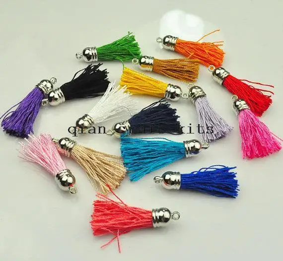 100pcs colorful Tassel Accessories assorted Satin Tassels charm pendant,DIY materials 45x10 mm shiny Silver or gold cap
100pcs colorful Tassel Accessories assorted Satin Tassels charm pendant,DIY materials 45x10 mm shiny Silver or gold cap