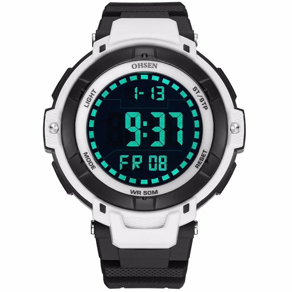 OHSEN Brand Men Outdoor Sport Digital LED Watch 50M Diver White Fashion Male Silicone Strap Wristwatches Gifts relogio masculino
OHSEN Brand Men Outdoor Sport Digital LED Watch 50M Diver White Fashion Male Silicone Strap Wristwatches Gifts relogio masculino