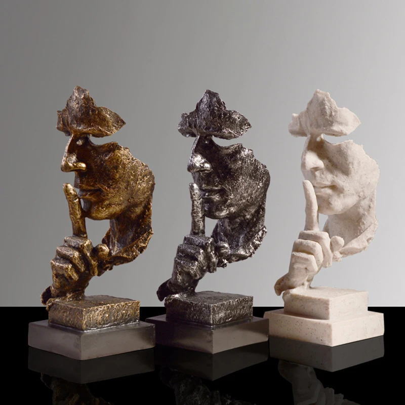 Hot sale Modern Art Resin Decoration Craft Abstract Sculpture Figurine Ornaments Silence Is Gold Office Home Decoration
Hot sale Modern Art Resin Decoration Craft Abstract Sculpture Figurine Ornaments Silence Is Gold Office Home Decoration