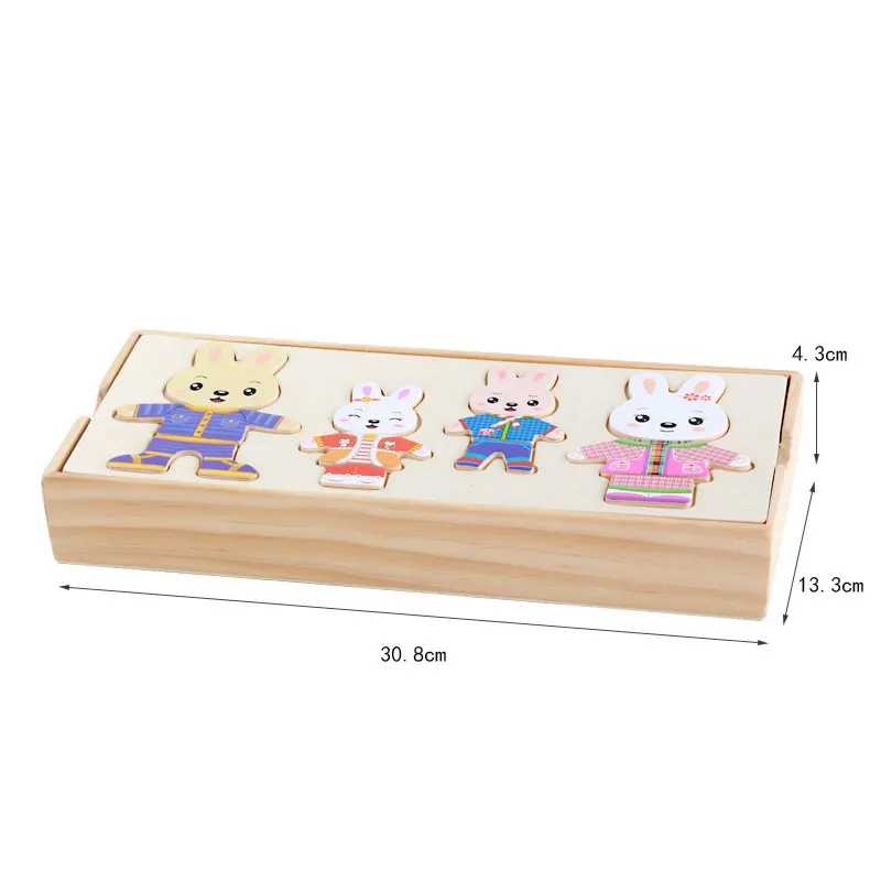 Wooden Puzzle Games Cute rabbit changing clothes puzzle Jigsaw Puzzle Learning Educational Wood Toys For Children 2018 E2964Z
Wooden Puzzle Games Cute rabbit changing clothes puzzle Jigsaw Puzzle Learning Educational Wood Toys For Children 2018 E2964Z