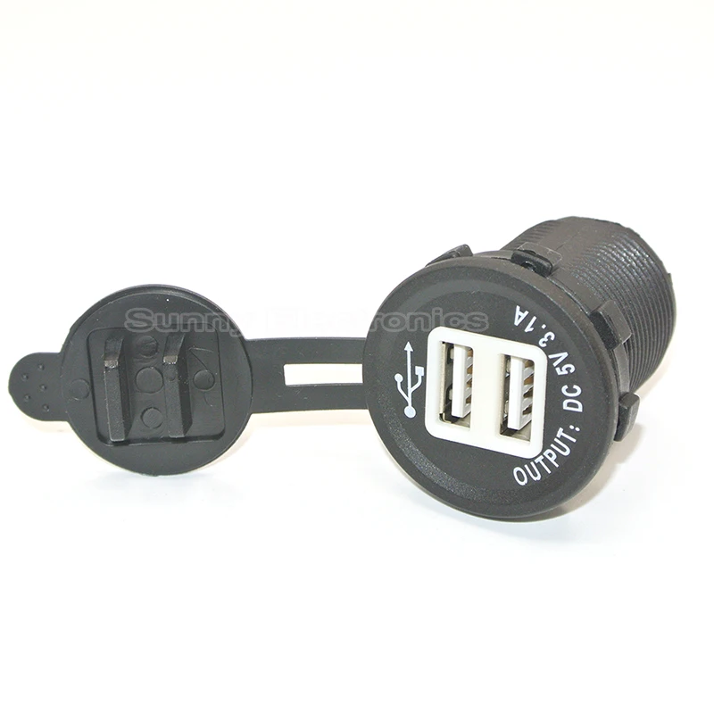 Автомобильное зарядное устройство с двумя USB портами для мотоциклов адаптер