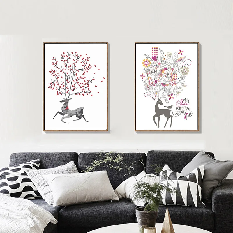 HAOCHU Love Rose Flower Running Deer Animal Print Poster Nordic Canvas Painting Wall Picture for Home Decor Wedding Favor
HAOCHU Love Rose Flower Running Deer Animal Print Poster Nordic Canvas Painting Wall Picture for Home Decor Wedding Favor