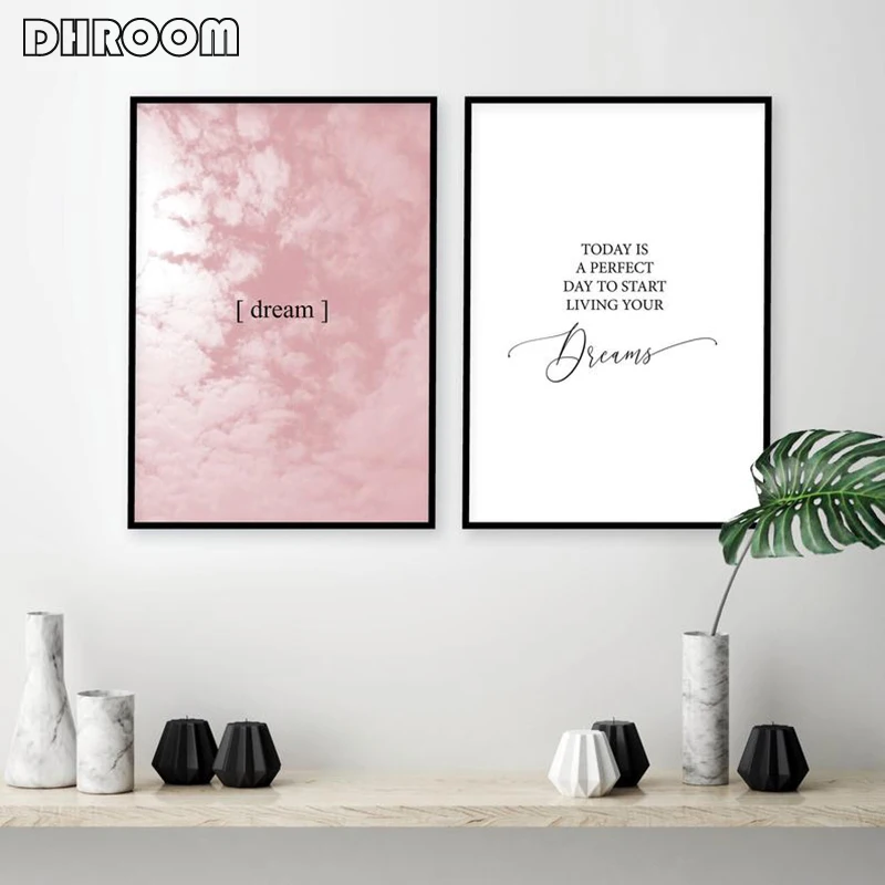 Scandinavian Quote Posters Dream Inspirational Canvas Prints Blush Pink Clouds Painting Picture Pink Bedroom Wall Art Decor
Scandinavian Quote Posters Dream Inspirational Canvas Prints Blush Pink Clouds Painting Picture Pink Bedroom Wall Art Decor