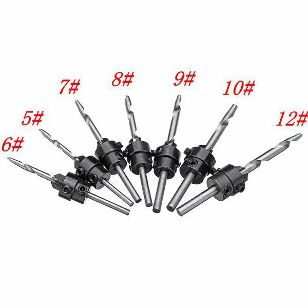 Brocas Drill Chuck Woodworking Ferramentas Mini Drill 2 Sets/lot _ 7pcs/set Tapered Bit Countersink Set Adjustable Stop Collar
Brocas Drill Chuck Woodworking Ferramentas Mini Drill 2 Sets/lot _ 7pcs/set Tapered Bit Countersink Set Adjustable Stop Collar