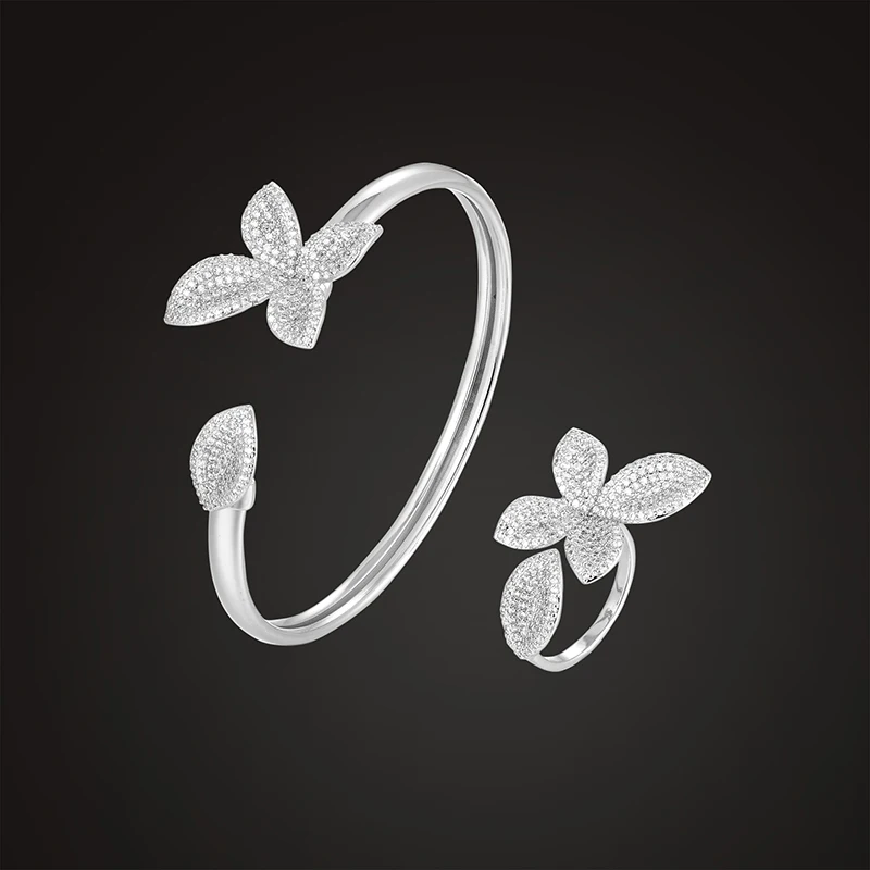 Lanruisha luxury jewelry set plant stereo leaf bangle with ring 3a zircon micro pave setting classic fashion jewelry for gift
Lanruisha luxury jewelry set plant stereo leaf bangle with ring 3a zircon micro pave setting classic fashion jewelry for gift
