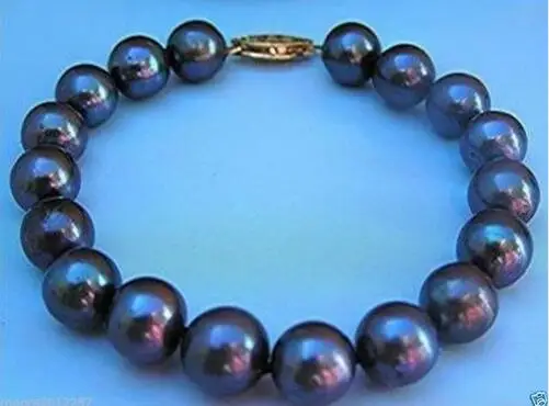 Wholesale price 16new 10-11MM AAA genuine BLACK PEARL BRACELET 8 INCH