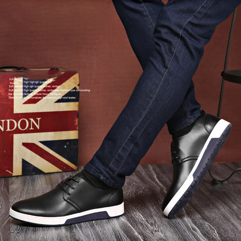Merkmak Brand Men Shoes Casual Leather Fashion Trendy Black Blue Brown Flat for Drop Shipping | Обувь