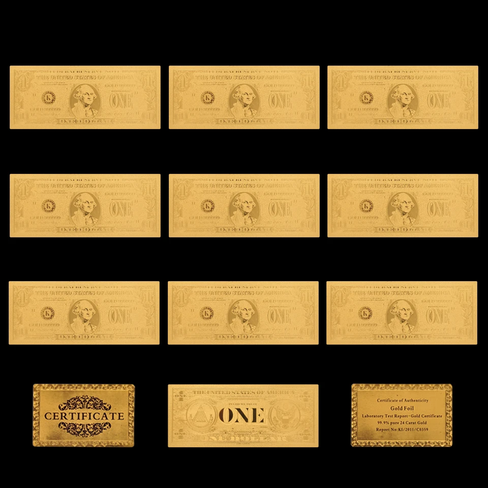 10PCS/Lot US Gold 999 Banknotes 1 Dollar Money Pure Gold Bank Notes Fake Banknote Collection And Holiday Gifts
10PCS/Lot US Gold 999 Banknotes 1 Dollar Money Pure Gold Bank Notes Fake Banknote Collection And Holiday Gifts