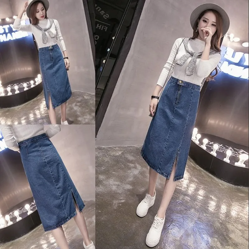 AreMoMuWha 2019 Autumn New Korean Long Section Wild High Waist Denim Half-length A Word Skirt Slim Thin Female Students MH331
AreMoMuWha 2019 Autumn New Korean Long Section Wild High Waist Denim Half-length A Word Skirt Slim Thin Female Students MH331