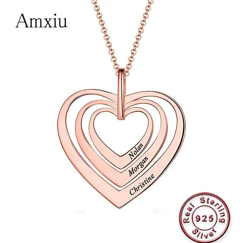 Amxiu Three Names Hearts Necklace 925 Sterling Silver Pendants Engrave Name Necklace Customized Jewelry For Women Lover Gifts
Amxiu Three Names Hearts Necklace 925 Sterling Silver Pendants Engrave Name Necklace Customized Jewelry For Women Lover Gifts