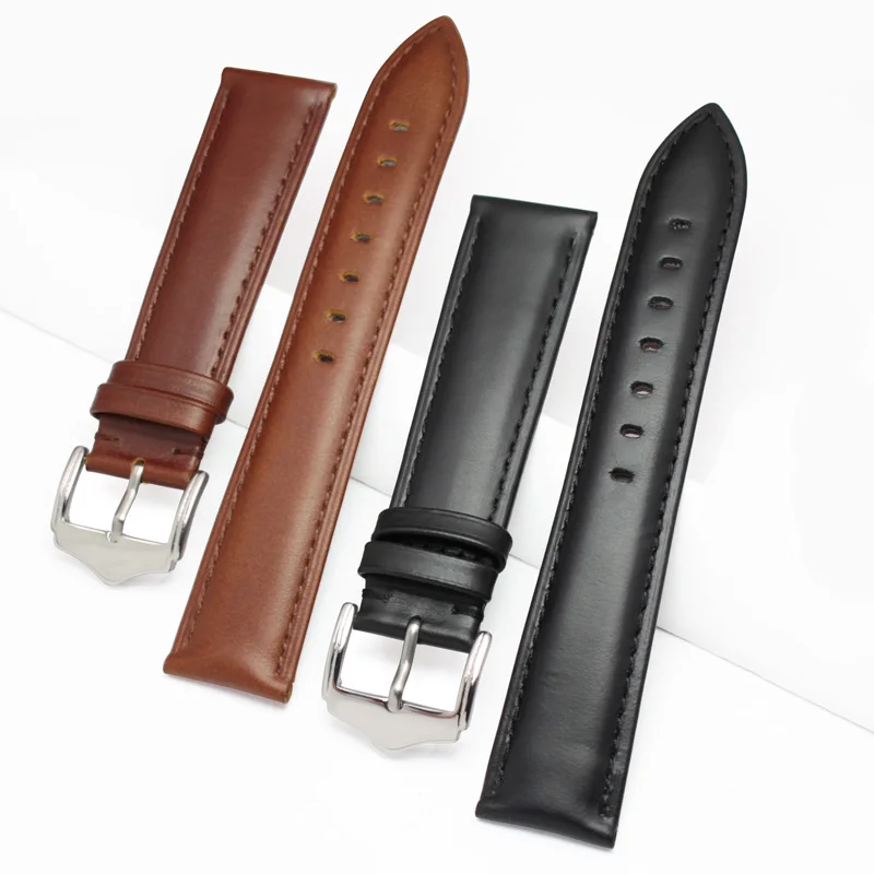 

New Watchbands Black Brown Genuine Leather Watch Band Strap 18mm 19mm 20mm 21mm 22mm 24mm Bracelet Accessories Relojes Hombre