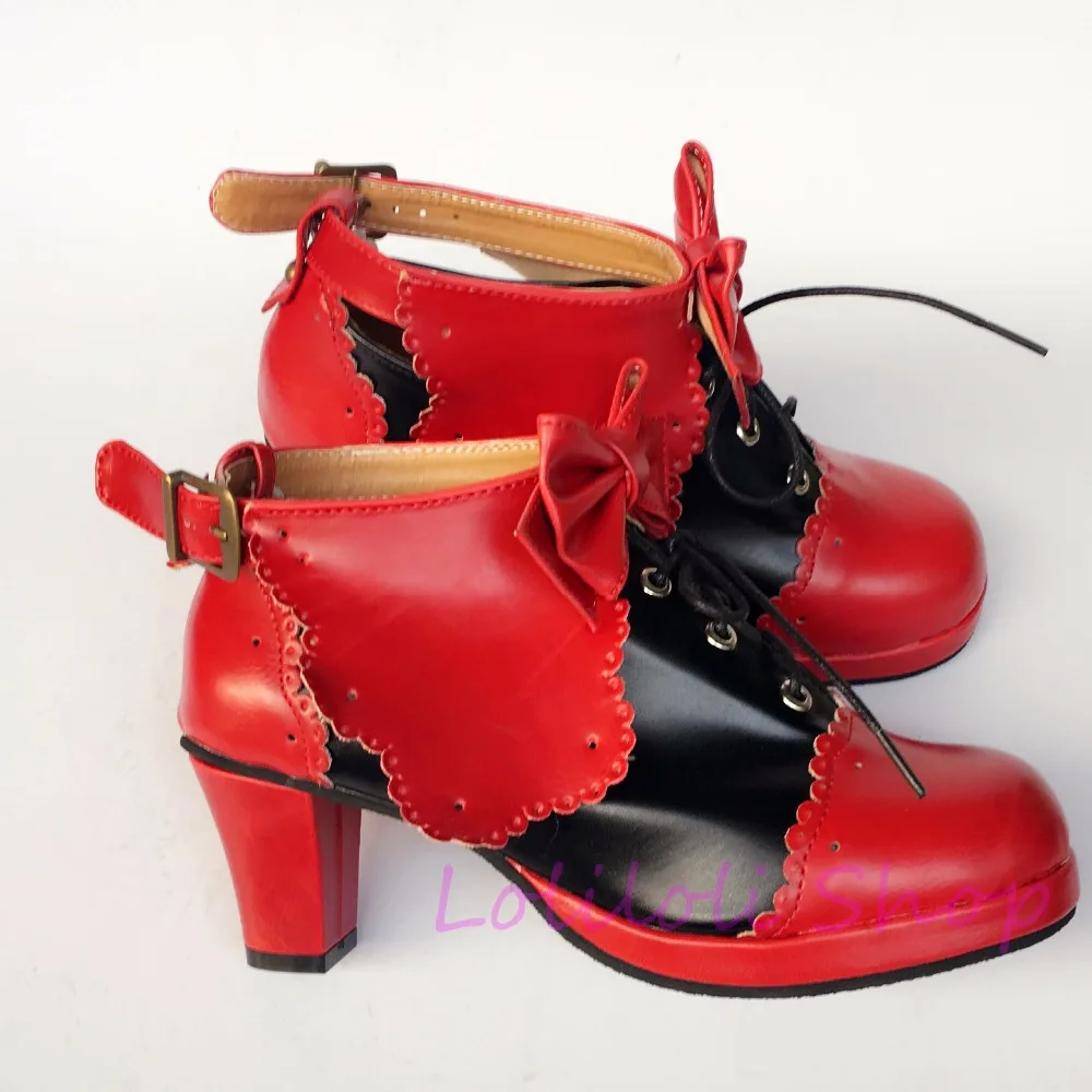 Princess sweet lolita shoes loliloli yoyo Japanese design custom big size red with black bright skin lace-up high boots an1249
Princess sweet lolita shoes loliloli yoyo Japanese design custom big size red with black bright skin lace-up high boots an1249