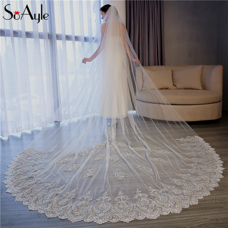 SoAyle Fashion 3.5 Meter 3 m One Layer Wedding veil with comb Bridal Veil Bride trailing veil high-end lace big veil
SoAyle Fashion 3.5 Meter 3 m One Layer Wedding veil with comb Bridal Veil Bride trailing veil high-end lace big veil