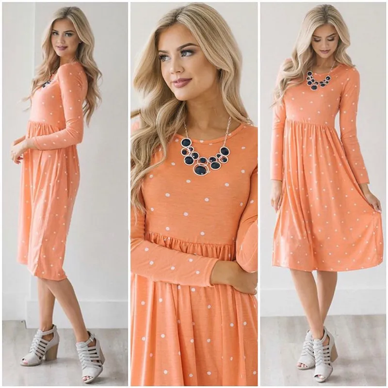Women's Dress Spring Long Sleeve Casual Beach Lady Dresses Vestidos Female Pockets Polka Dots Plus Size Dress Gray Yellow Orange
Women's Dress Spring Long Sleeve Casual Beach Lady Dresses Vestidos Female Pockets Polka Dots Plus Size Dress Gray Yellow Orange