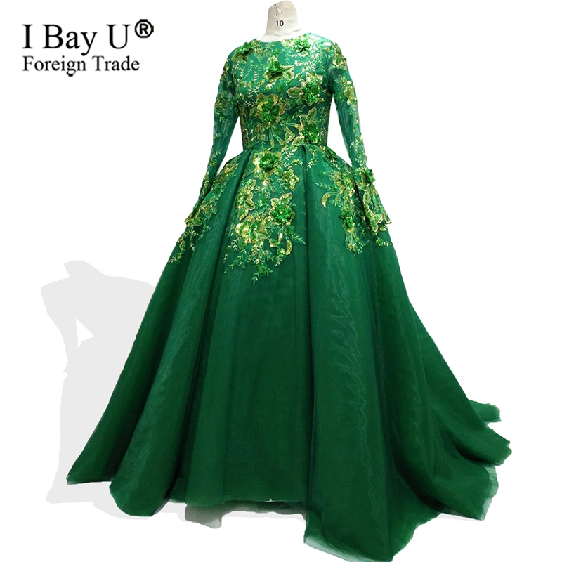 Sequins Flower Green Evening Dresses Long 3D Lace Applique Beaded Floor Length Saudi Arabic Evening Gowns Women Formal Dresses
Sequins Flower Green Evening Dresses Long 3D Lace Applique Beaded Floor Length Saudi Arabic Evening Gowns Women Formal Dresses