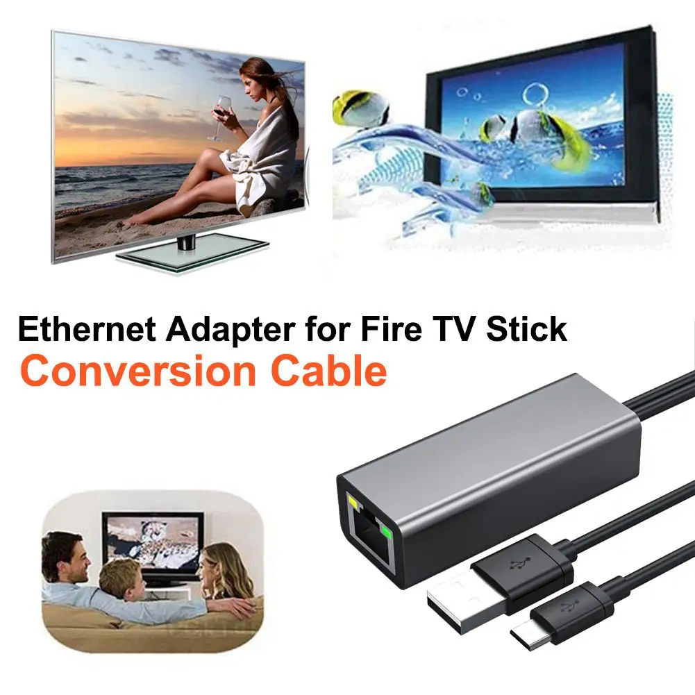 Ethernet адаптер для Fire TV Stick RJ45 100 Мбит/с Micro USB 2 0 480 кабель конверсии бесплатного диска